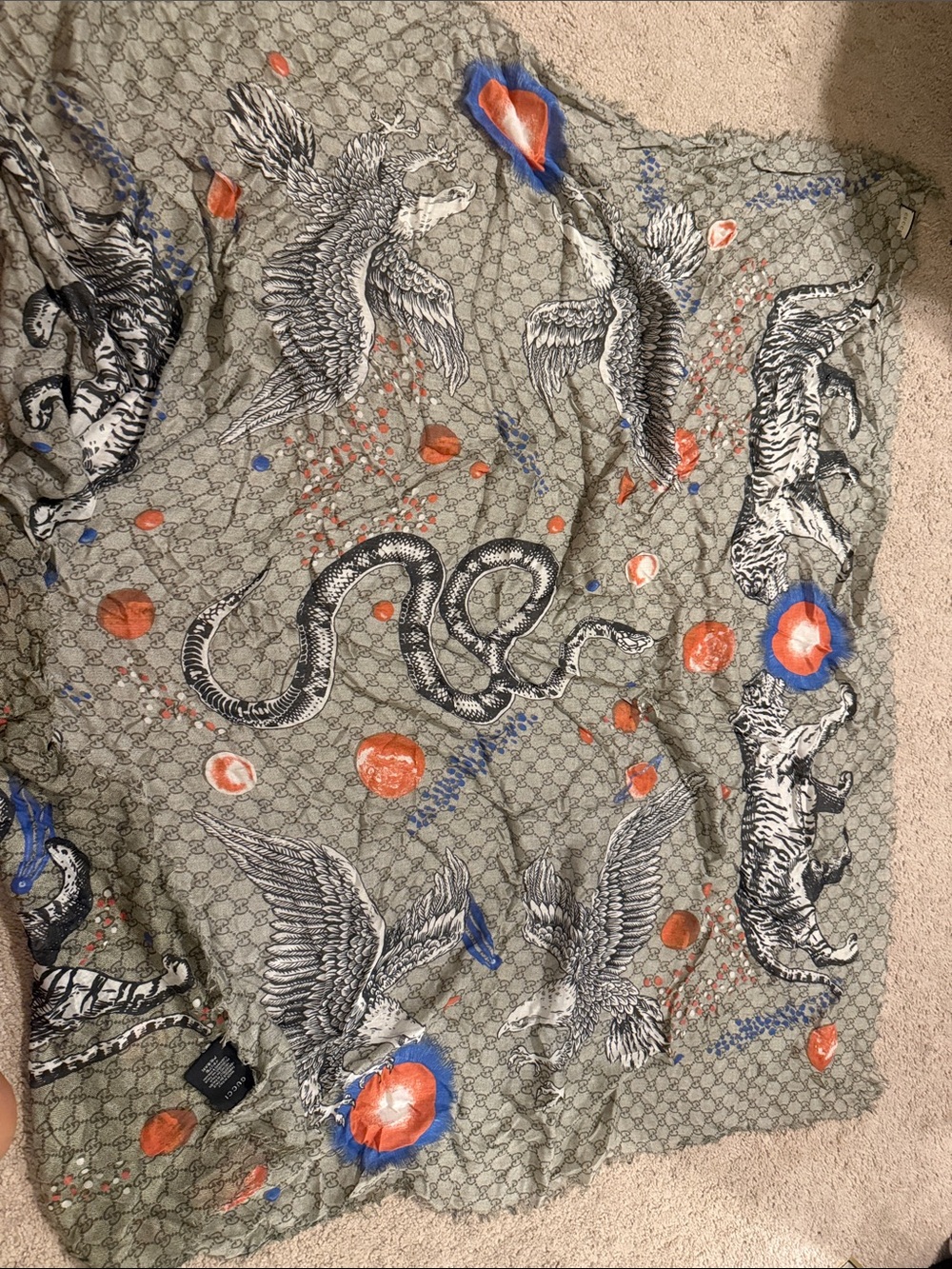 Gucci patterned lightweight scarf large